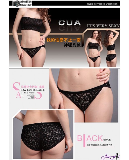 Sexy Black Lace Plus Size Panty CUA1111620BK (XL / 2XL)