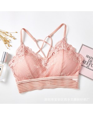 Free Size Floral Lace Sexy Bra JB0081PK (Pink)