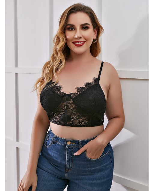 Plus Size Sexy Black Lace Bralettes JB0083BKP (XL / 2XL / 3XL / 4XL)