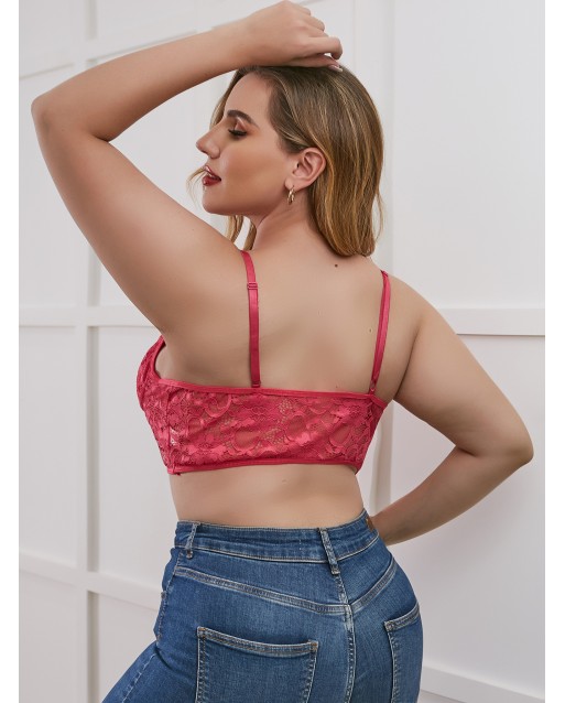 Plus Size Sexy Dark Pink Lace Bralettes JB0083DPP (XL / 2XL / 3XL / 4XL)