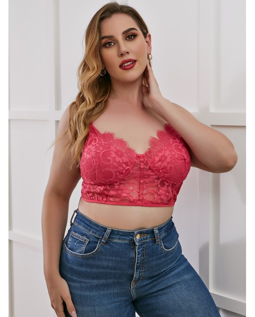 Plus Size Sexy Dark Pink Lace Bralettes JB0083DPP (XL / 2XL / 3XL / 4XL)