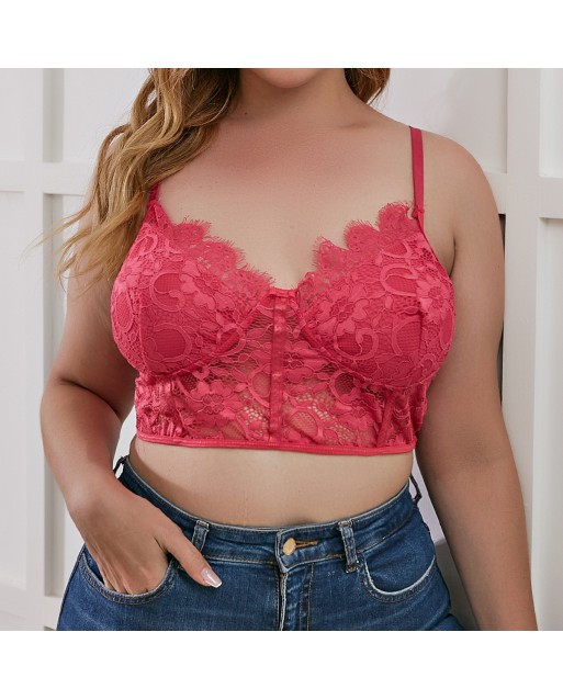 Plus Size Sexy Dark Pink Lace Bralettes JB0083DPP (XL / 2XL / 3XL / 4XL)
