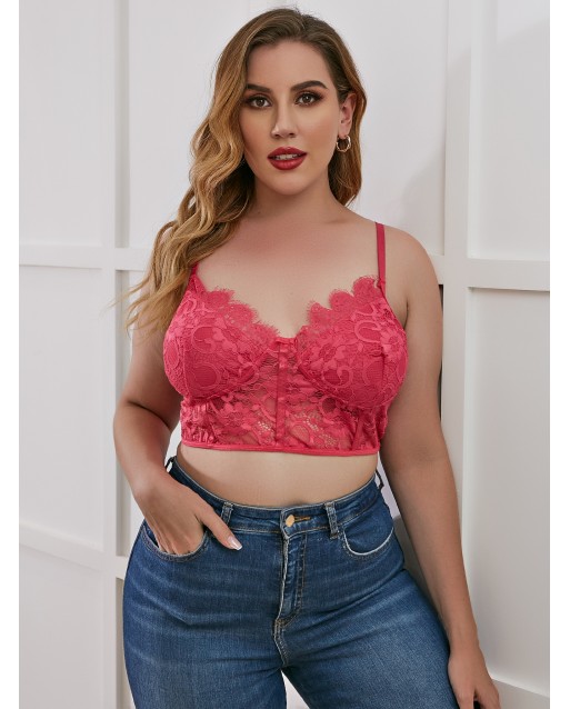 Plus Size Sexy Dark Pink Lace Bralettes JB0083DPP (XL / 2XL / 3XL / 4XL)