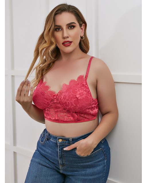 Plus Size Sexy Dark Pink Lace Bralettes JB0083DPP (XL / 2XL / 3XL / 4XL)