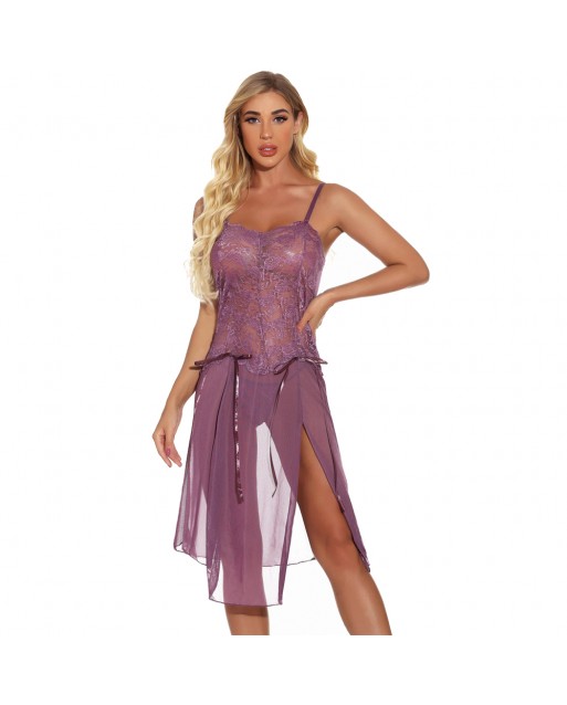 Plus Size Sexy Purple Long Lingerie / Babydoll JL0238PPP (XL / 2XL / 3XL / 4XL / 5XL / 6XL) 