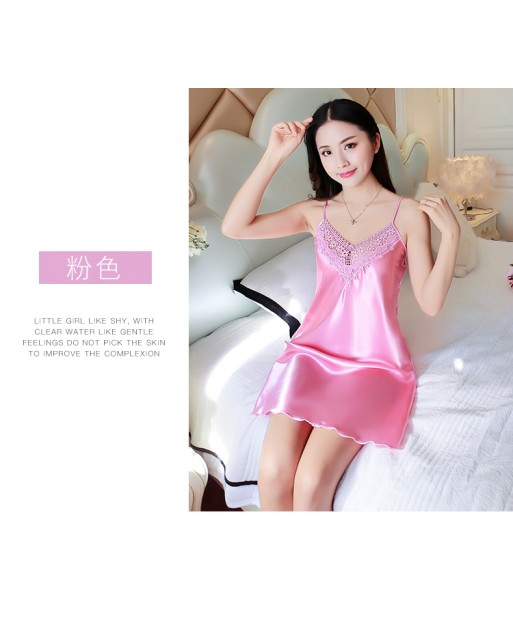 Pink Silk Sexy Lingerie Sleepwear JL0283PK