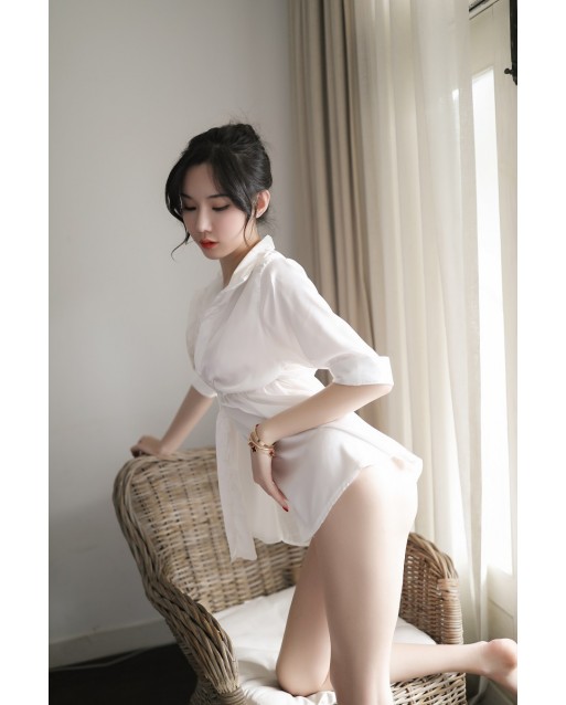 Sexy White Hot Temptation Transparent Uniform Pajamas JL0291WT