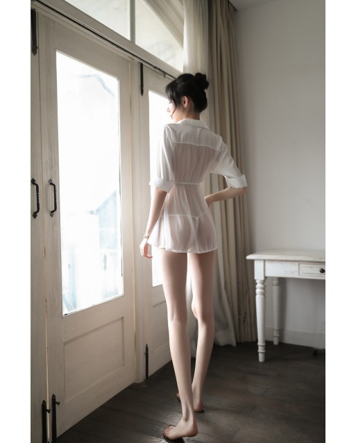Sexy White Hot Temptation Transparent Uniform Pajamas JL0291WT