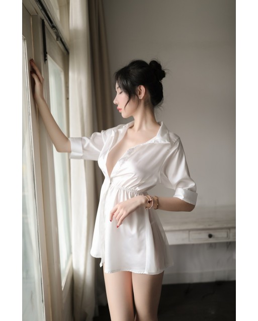 Sexy White Hot Temptation Transparent Uniform Pajamas JL0291WT