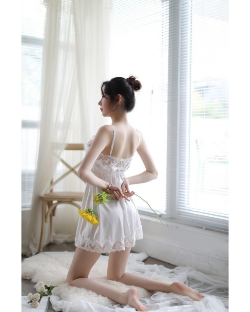 Sexy White Sling Lace Temptation Nigthdress / Lingerie JL0294WT
