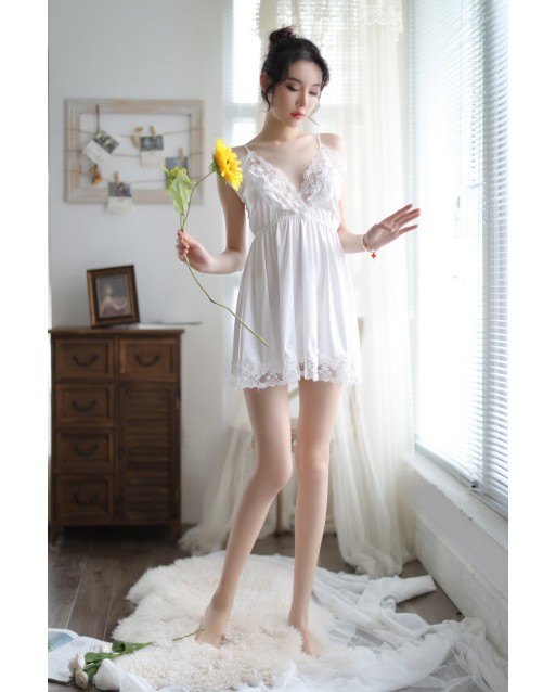 Sexy White Sling Lace Temptation Nigthdress / Lingerie JL0294WT