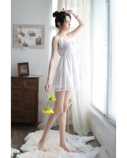 Sexy White Sling Lace Temptation Nigthdress / Lingerie JL0294WT