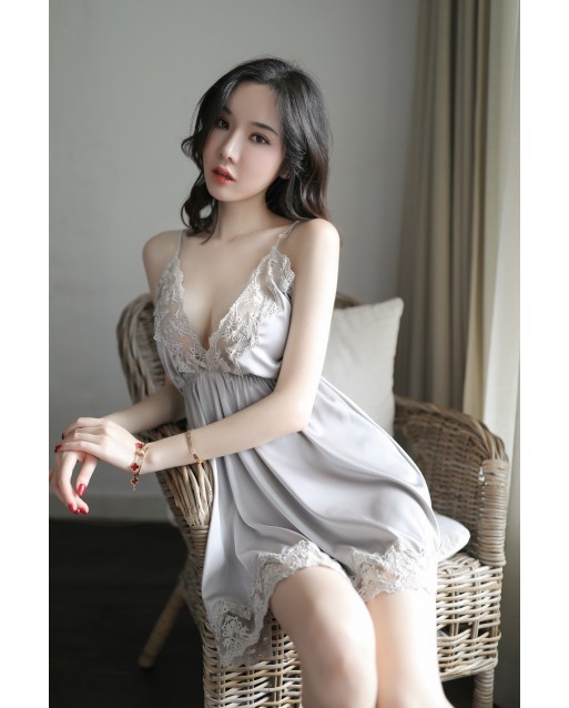 Sexy Grey Sling Lace Temptation Nigthdress / Lingerie JL0294GY