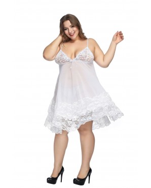 CLEARANCE! Plus Size Sexy Lace Lingerie with G-String White JL0312WTP (XL / 2XL / 3XL)