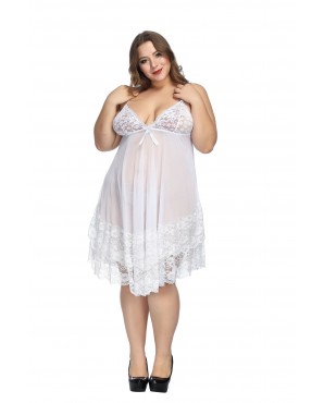 Plus Size Sexy Lace Lingerie with G-String White JL0312WTP (XL / 2XL / 3XL)