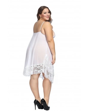 Plus Size Sexy Lace Lingerie with G-String White JL0312WTPXX (7XL / 8XL / 9XL / 10XL)