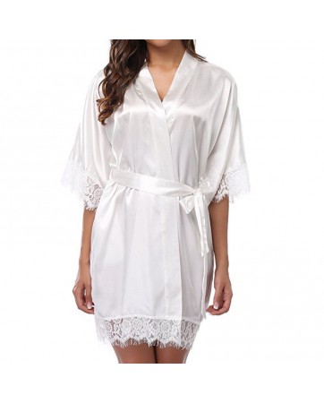 Plus Size Sexy Ice Silk White Robe with G-String Panty JL0314WTP (XL / 2XL)