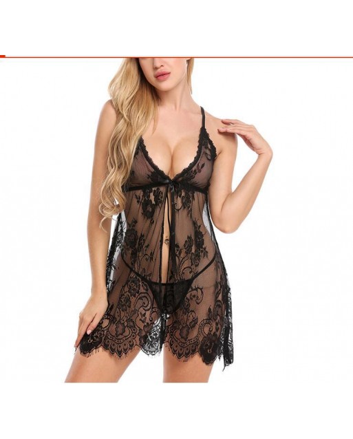 Plus Size Black Lace Sexy Lingerie with G-String JL0331BKPX (4XL / 5XL / 6XL)