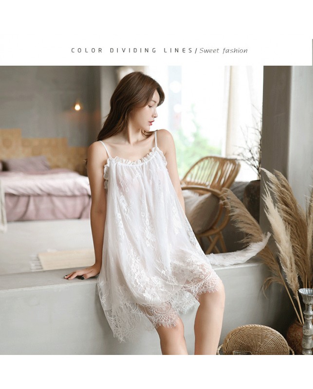 Black / White / Pink Free Size to Plus Size Sexy Lace Nightdress Lingerie  Set JL0342 (M - 3XL)