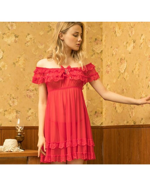 Sexy Red Nightdress With Lace Suspender Skirt JL0345RD (M / L)