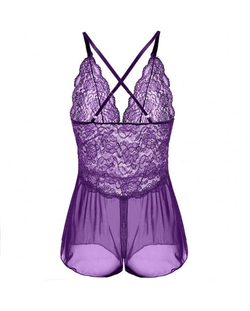 Premium Plus Size Sexy Open Crotch Teddy Purple Color JL0348PPP (XL / 2XL / 3XL)