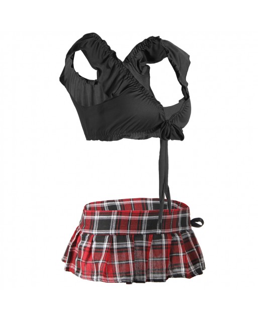 Plus Size Sexy Black & Red Plaid Skirt Lingerie Set JL0351BKRPX (4XL / 5XL)