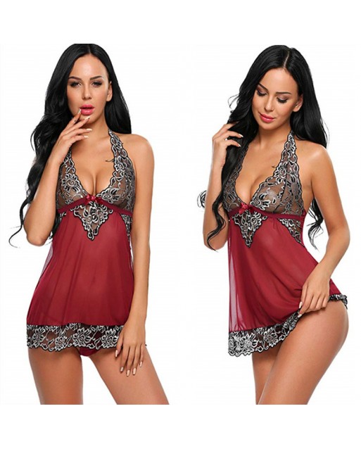 Plus Size Sexy Wine Red Lingerie With Lace JL0353WRP (XL / 2XL / 3XL)