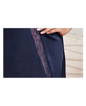 CLEARANCE! Premium US/EU Plus Size Sexy Dark Blue Lace Ice Silk Lingerie JL0356BLP (0XL / XL / 2XL)