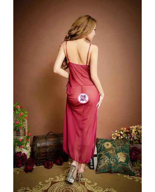 Free Size Long Maroon Lingerie JL0363MR (Fits S - L)