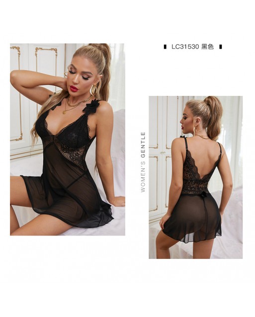 Premium Plus Size Black Sling Lace Sexy Lingerie with G-String JL0364BKP (L, XL / 2XL)