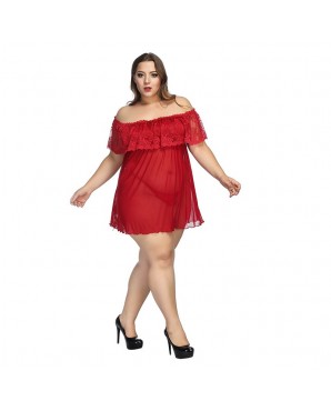 Plus Size RED Sheer Sexy Lingerie Nightgown Lace Set JL0378RDP (L-XL / 2XL - 3XL/ 4XL - 5XL / 6XL - 7XL)