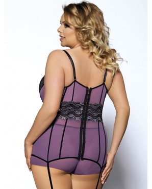 CLEARANCE! Plus Size Purple Mesh And Metallic Lace Plus Size Babydoll OY-R70008P (XL / 3XL) CLEARANCE! Plus Size Purple Mesh And Metallic Lace Plus Size Babydoll OY-R70008P (XL / 3XL)