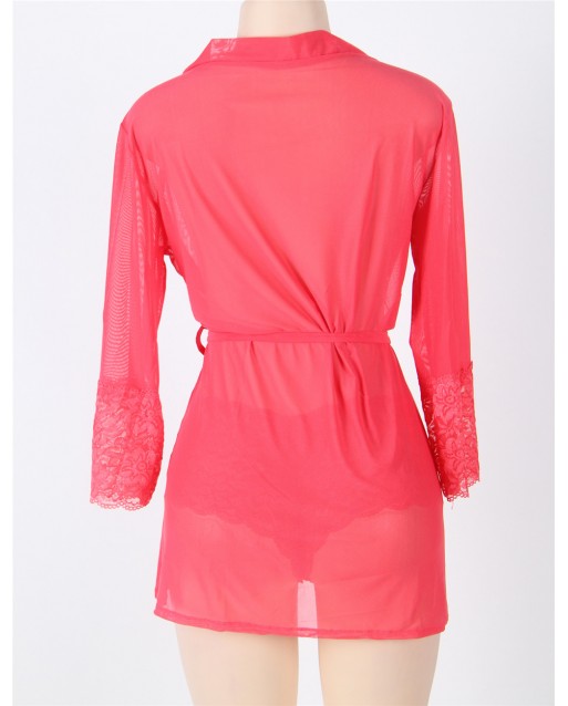 CLEARANCE! Plus Size Soft Kimono and Cheeky Panty OY-R80080P-3 (Red XL / 2XL / 3XL) CLEARANCE! Plus Size Soft Kimono and Cheeky Panty OY-R80080P-3 (Red XL / 2XL / 3XL)