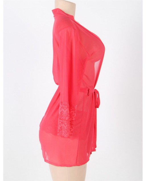 CLEARANCE! Plus Size Soft Kimono and Cheeky Panty OY-R80080P-3 (Red XL / 2XL / 3XL) CLEARANCE! Plus Size Soft Kimono and Cheeky Panty OY-R80080P-3 (Red XL / 2XL / 3XL)