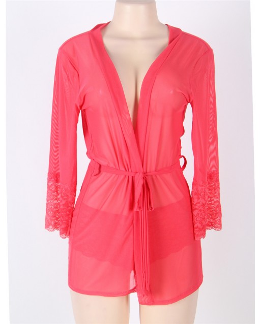 CLEARANCE! Plus Size Soft Kimono and Cheeky Panty OY-R80080P-3 (Red XL / 2XL / 3XL) CLEARANCE! Plus Size Soft Kimono and Cheeky Panty OY-R80080P-3 (Red XL / 2XL / 3XL)