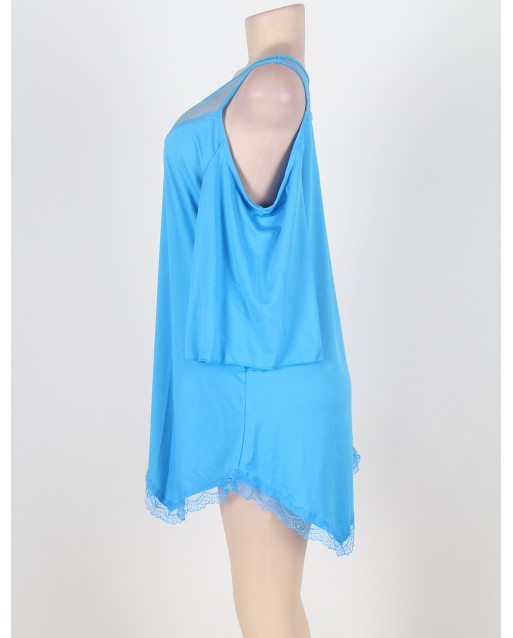 CLEARANCE! Plus Size Blue Irregular Pajamas / Sexy Lingerie OY-R80190-3PX (5XL / 7XL)