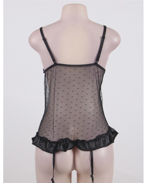 Plus Size Black Floral See-Through Babydoll OY-R80317PX (5XL)