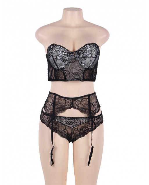 Plus Size Sexy Lace Bra Garter Set OY-R80457P (XL / 3XL)