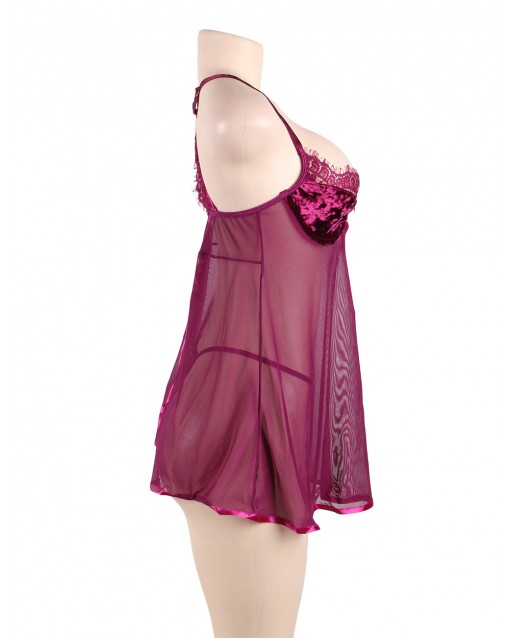 Plus Size Featuring Velvet Underwire Cups With A Scalloped Lace Trim Babydoll OY-R80602PXX (7XL)