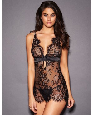 CLEARANCE! Plus Size Black Eyelash Lace Sexy Babydoll OY-R80637P (XL / 3XL) CLEARANCE! Plus Size Black Eyelash Lace Sexy Babydoll OY-R80637P (XL / 3XL)