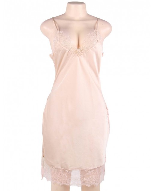 Plus Size Sexy Fashion Silk Satin Lace High Quality Women Pajama OY-R80772-2P (XL / 3XL)