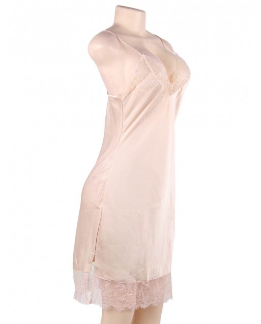 Plus Size Sexy Fashion Silk Satin Lace High Quality Women Pajama OY-R80772-2P (XL / 3XL)