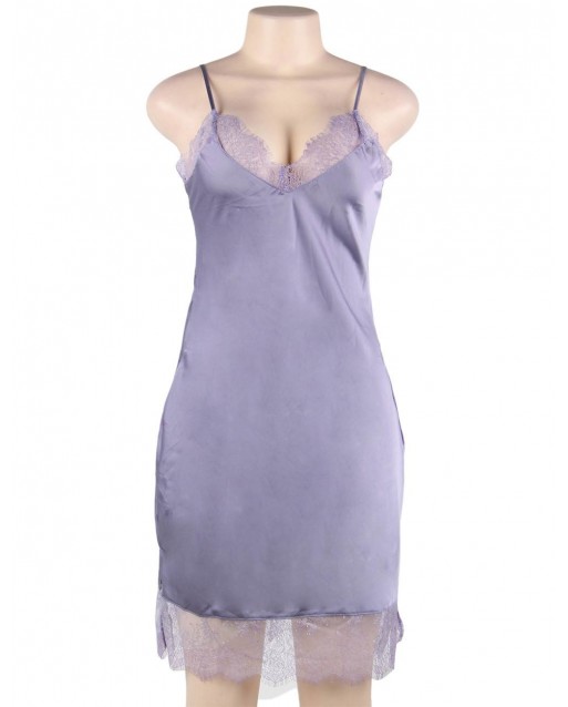 Plus Size Sexy Fashion Silk Satin Lace High Quality Women Pajama OY-R80772-3P (XL / 3XL)