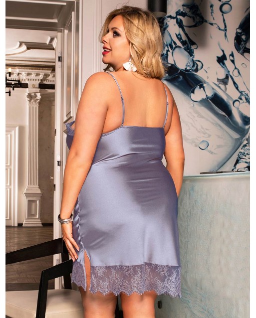 Plus Size Sexy Fashion Silk Satin Lace High Quality Women Pajama OY-R80772-3P (XL / 3XL)