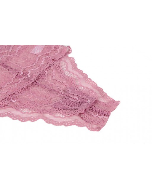 Plus Size Sexy Chest Ribbon Adjusting Pink Lace Teddy OY-R80630-3PX (5XL)