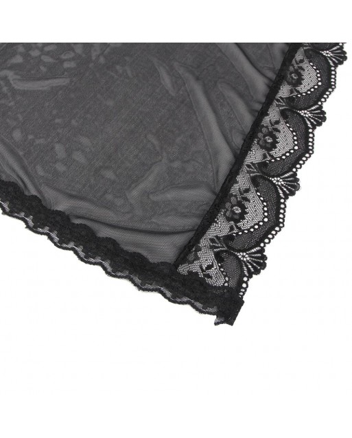 Sexy Long Sleeve Mesh Plus Size Black Sleepwear With Belt OY-R80947-1P (XL / 3XL)