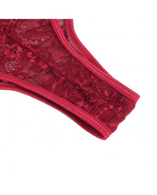 Plus Size Cross Red Lace And Velour Stitching Teddy With Underwire OY-R80949-2PX (5XL)