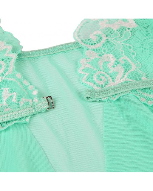 Plus Size Green Lace Stitching Irregular Skirt Perspective Babydoll OY-R81037-3P (XL / 3XL)
