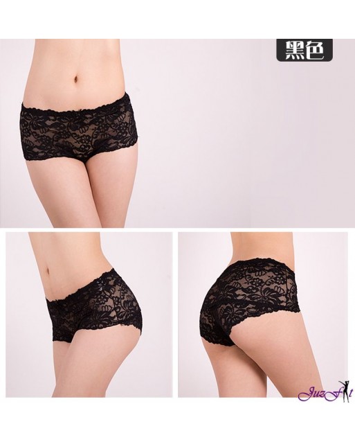 Black Lace Cotton Seamless Panties YBP001BK (M / L / XL / 2XL / 3XL)