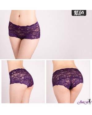 Purple Lace Cotton Seamless Panties YBP001PP (L / XL / 2XL / 3XL)